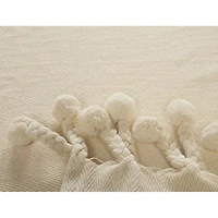 Sundry Cream Chevron Tassel Throw