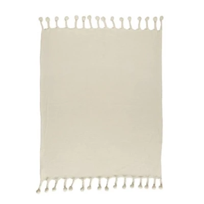 Sundry Cream Chevron Tassel Throw