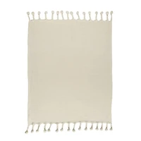 Sundry Cream Chevron Tassel Throw