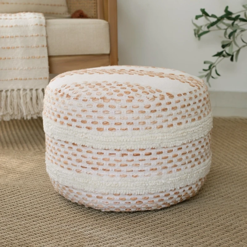 White and Red Dash Pouf