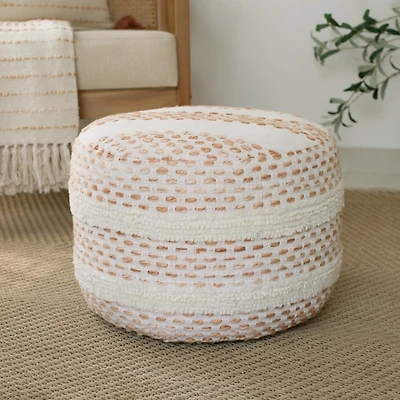 White and Red Dash Pouf