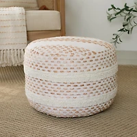 White and Red Dash Pouf