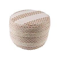 White and Red Dash Pouf