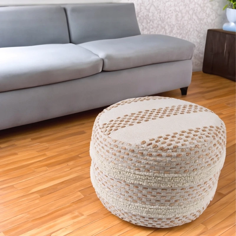 White and Red Dash Pouf
