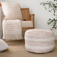White and Red Dash Pouf