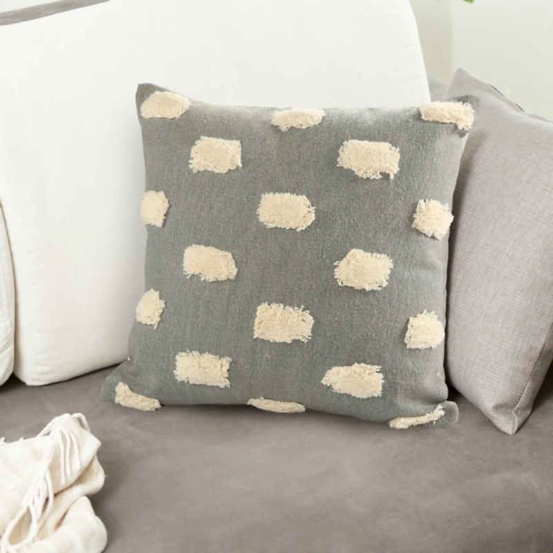 Light Gray and Ivory Zeal Pillow