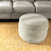 White and Sage Dash Pouf