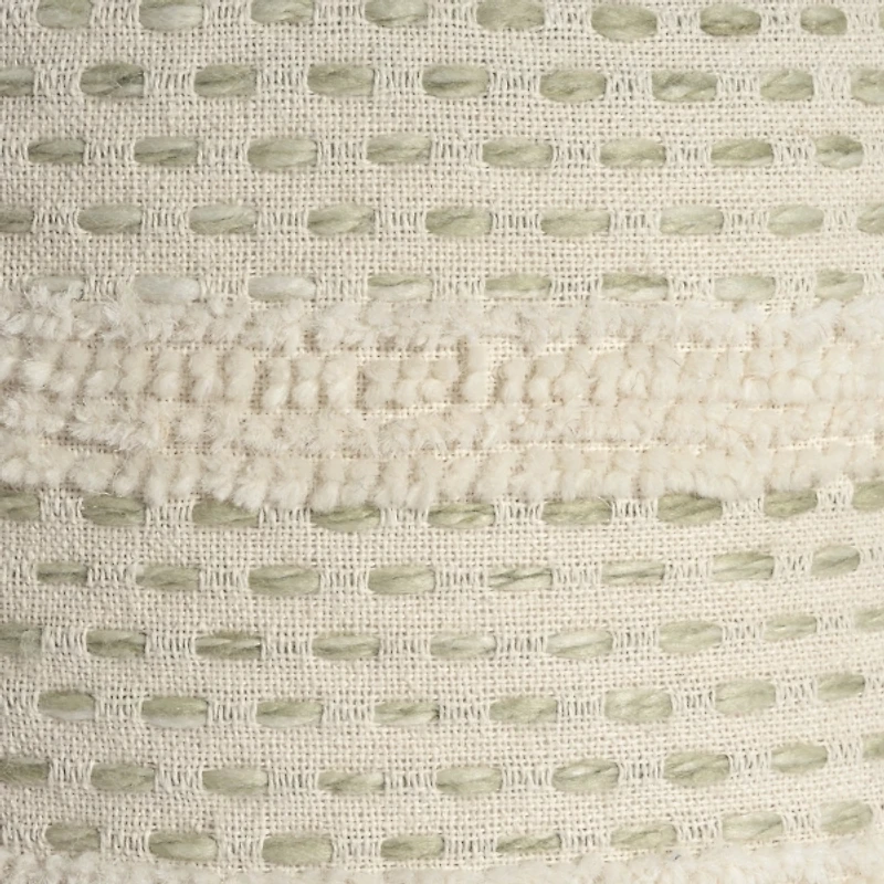 White and Sage Dash Pouf