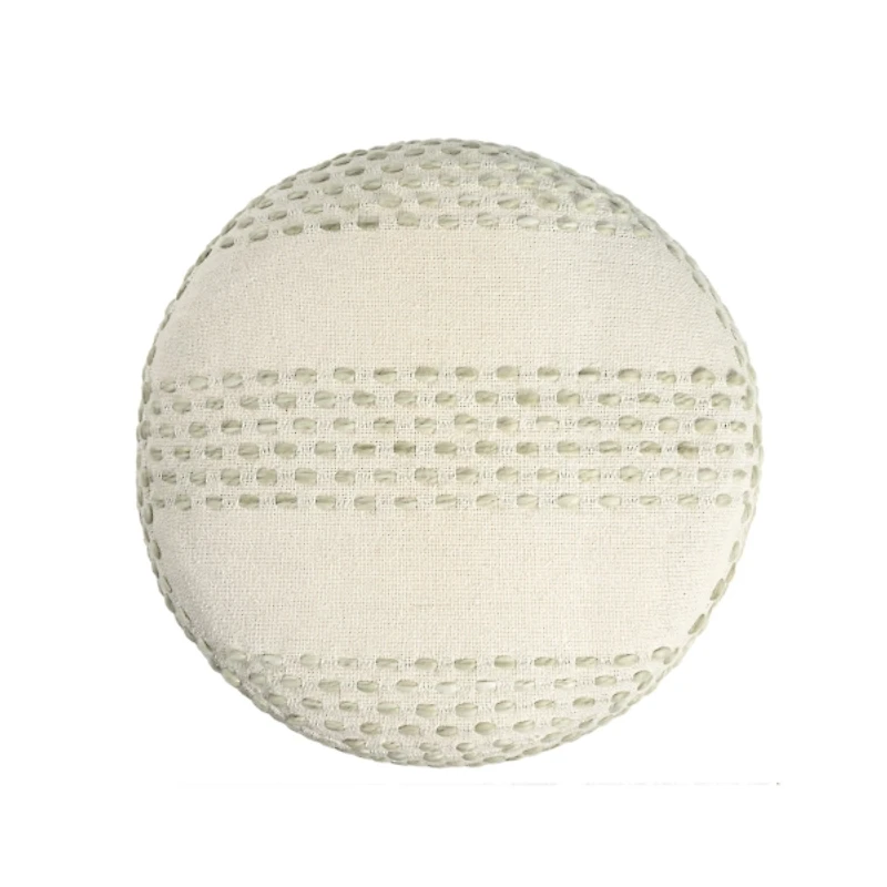 White and Sage Dash Pouf