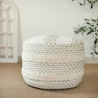 White and Sage Dash Pouf