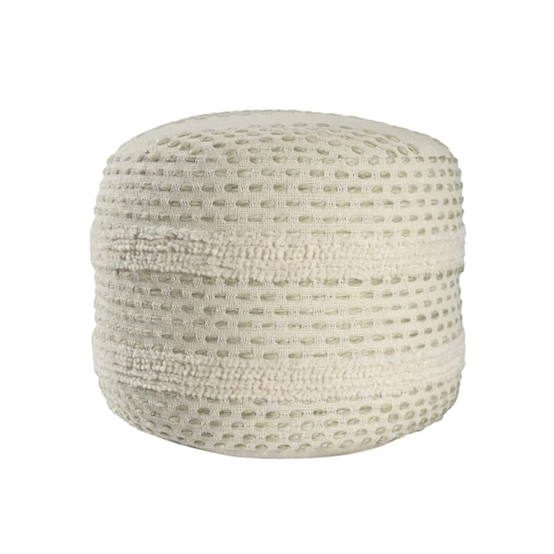 White and Sage Dash Pouf