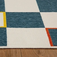 Navy and White Checkered Indoor/Outdoor Rug
