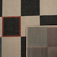 Black and Ivory Checkered Indoor/Outdoor Rug