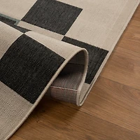 Black and Ivory Checkered Indoor/Outdoor Rug