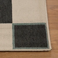 Black and Ivory Checkered Indoor/Outdoor Rug