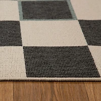 Black and Ivory Checkered Indoor/Outdoor Rug