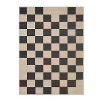 Black and Ivory Checkered Indoor/Outdoor Rug