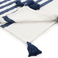 Navy and White Striped Harbor Throw Blanket