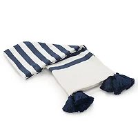 Navy and White Striped Harbor Throw Blanket