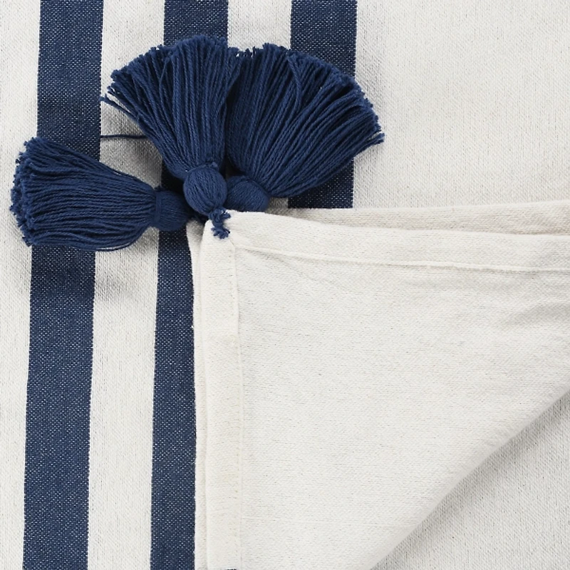 Navy and White Striped Harbor Throw Blanket