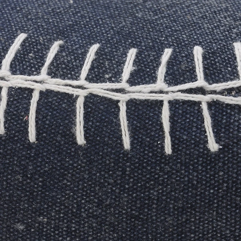 Navy Cotton Pouf with White Stitching