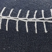 Navy Cotton Pouf with White Stitching