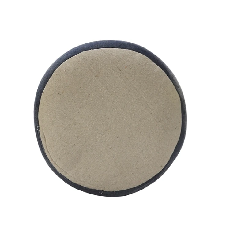 Navy Cotton Pouf with White Stitching