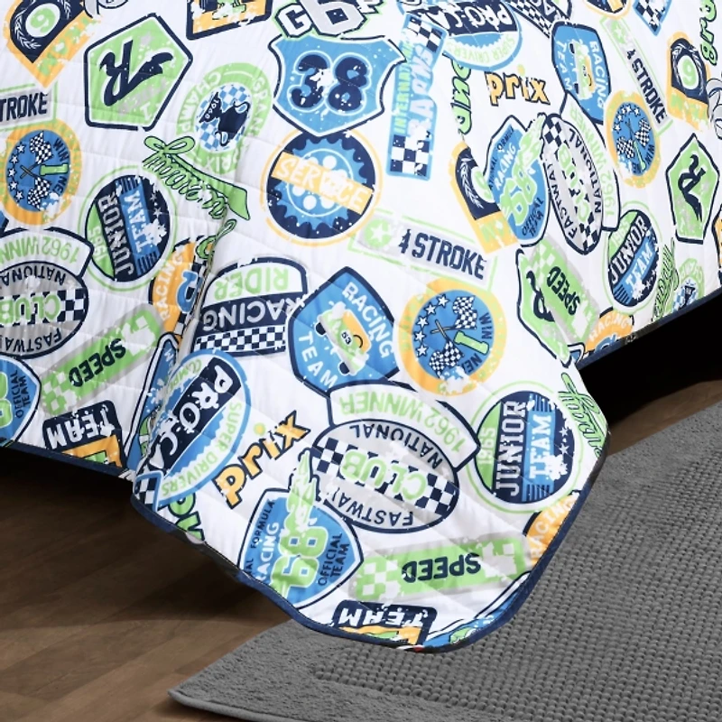 Blue Race Cars Kids 2-pc. Twin Quilt Set