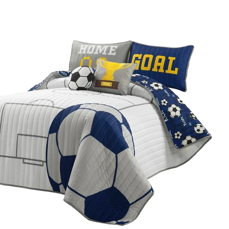 Soccer Game Reversible 5-pc. Full/Queen Quilt Set