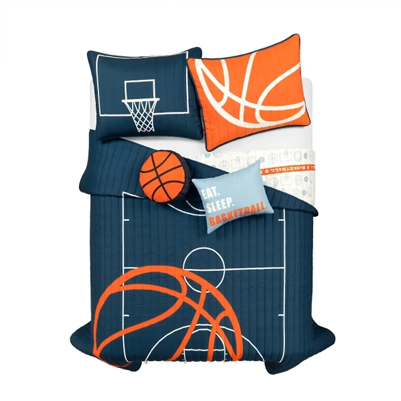 Navy Basketball Kids 5-pc. Full/Queen Quilt Set