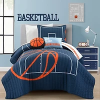 Navy Basketball Kids 4-pc. Twin Quilt Set