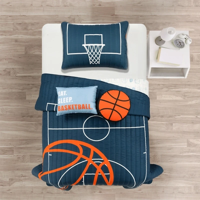 Navy Basketball Kids 4-pc. Twin Quilt Set