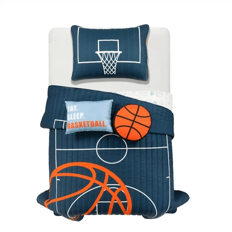 Navy Basketball Kids 4-pc. Twin Quilt Set