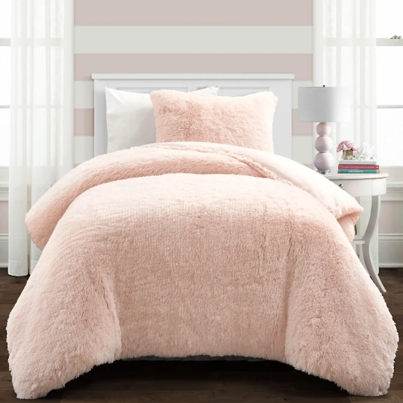 Pink Faux Fur 2-pc. Twin XL Comforter Set