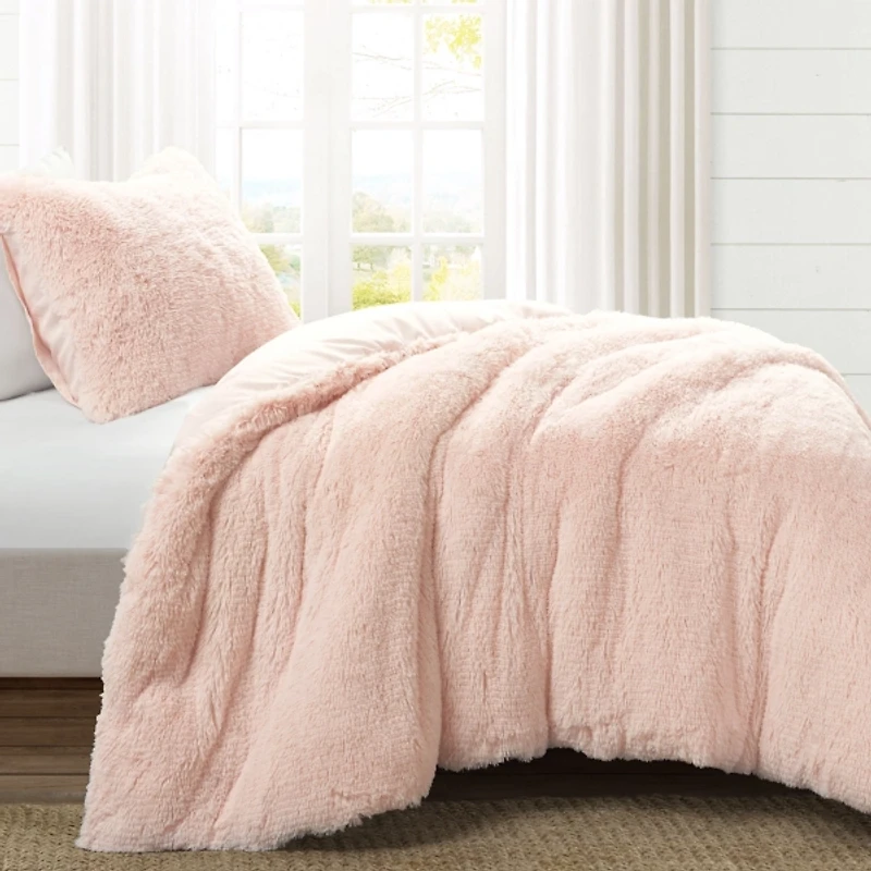 Pink Faux Fur 2-pc. Twin XL Comforter Set