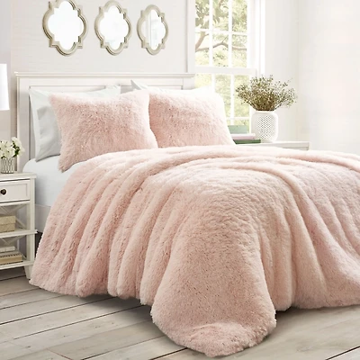 Pink Faux Fur 2-pc. Full/Queen Comforter Set
