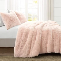 Pink Faux Fur 2-pc. Full/Queen Comforter Set