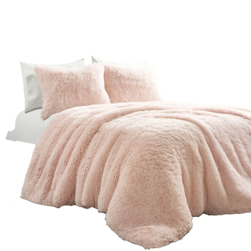 Pink Faux Fur 2-pc. Full/Queen Comforter Set