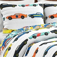 White Race Car Kids 3-pc. Full/Queen Quilt Set
