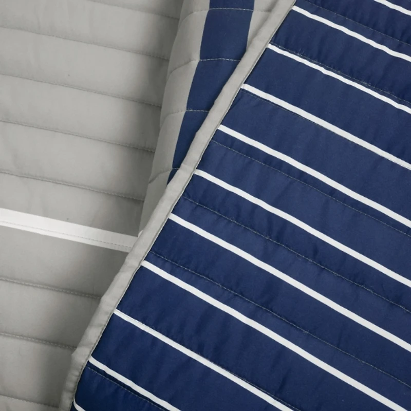 Gray and Blue Baseball Kids 4-pc. Quilt Set