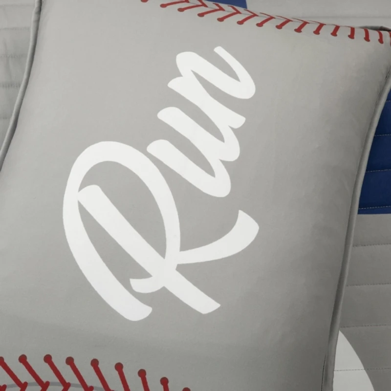 Gray and Blue Baseball Kids 4-pc. Quilt Set