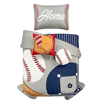 Gray and Blue Baseball Kids 4-pc. Quilt Set