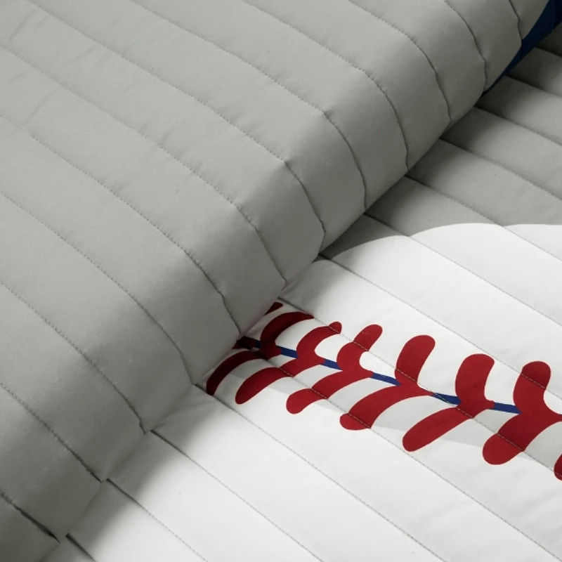 Gray and Blue Baseball 5-pc. Full/Queen Quilt Set