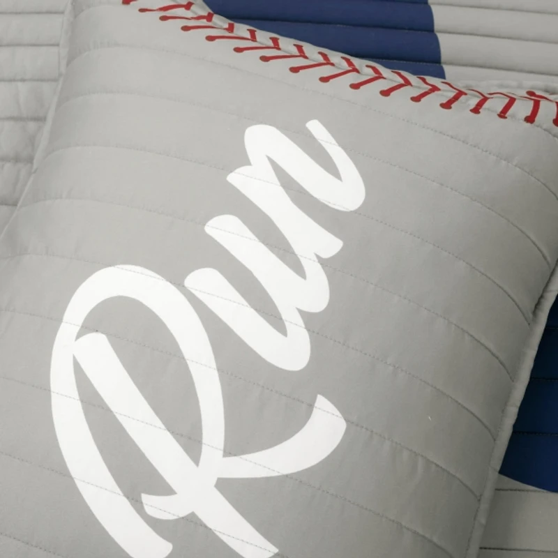 Gray and Blue Baseball 5-pc. Full/Queen Quilt Set