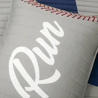 Gray and Blue Baseball 5-pc. Full/Queen Quilt Set