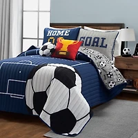 Navy Soccer Kids 5-pc. Full/Queen Quilt Set
