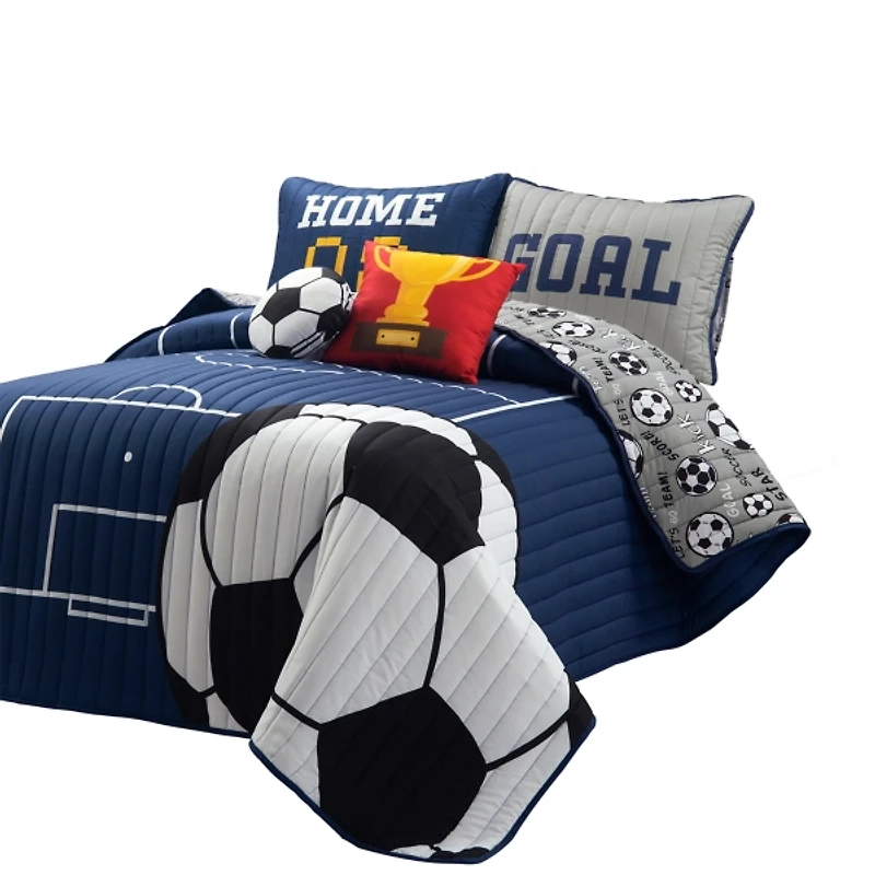 Navy Soccer Kids 5-pc. Full/Queen Quilt Set