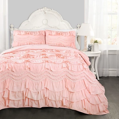 Peachy Pink 3-pc. Full/Queen Quilt Set