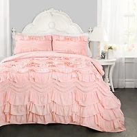 Peachy Pink 3-pc. Full/Queen Quilt Set