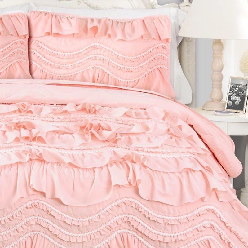 Peachy Pink 3-pc. Full/Queen Quilt Set